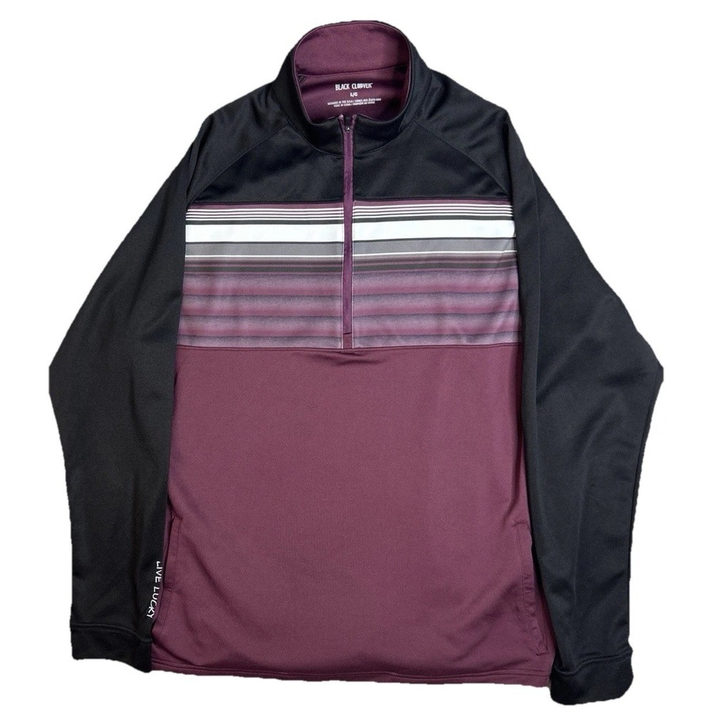 Black Clover Men's Performance 1/4 Zip Long Sleeve Sweatshirt Maroon Striped L